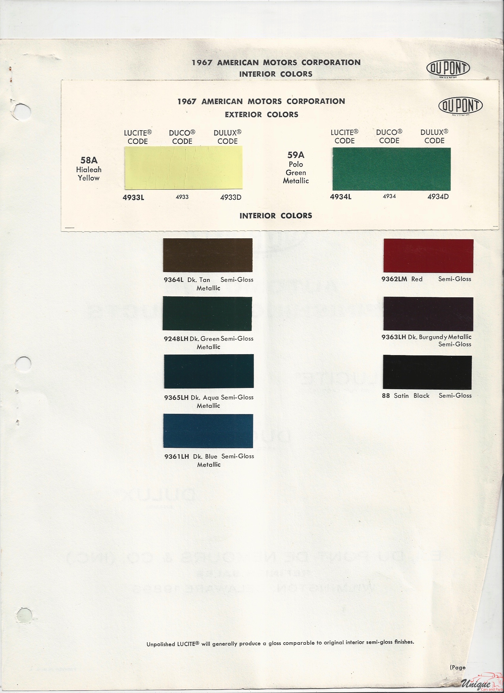 1967 AMC-1 Paint Charts